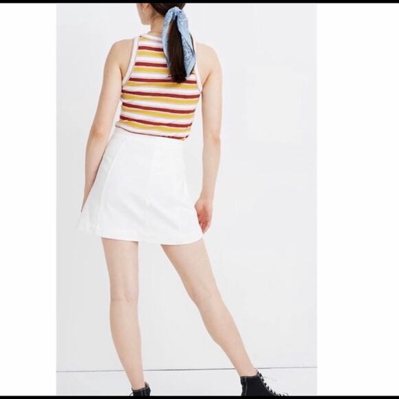 Madewell Stretch Denim A-Line Mini Skirt in Tile White: Button-Front Edition - Picture 3 of 9